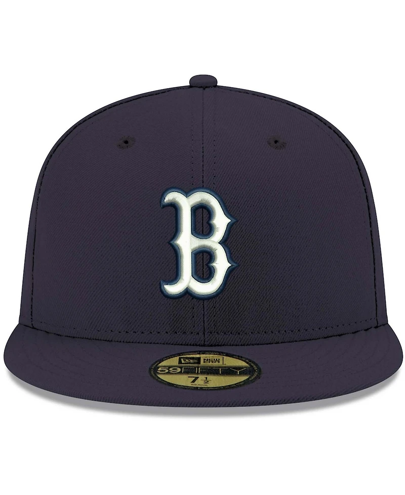 Men's Navy Boston Red Sox Logo White 59FIFTY Fitted Hat