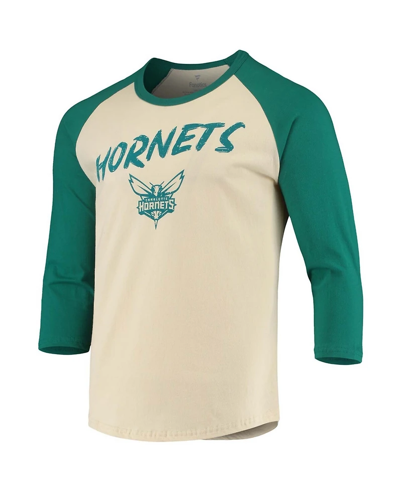 Men's LaMelo Ball Cream Charlotte Hornets Nba 3/4 Sleeve Raglan T-shirt