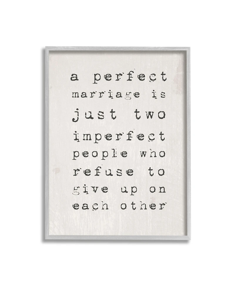 Stupell Industries A Perfect Marriage Gray Framed Texturized Art, 11" L x 14" H