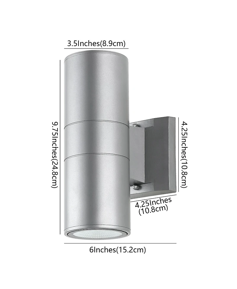 Duo 2-Light Modern Midcentury Cylinder Outdoor Integrated Led Sconce with Uplight