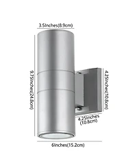 Duo 2-Light Modern Midcentury Cylinder Outdoor Integrated Led Sconce with Uplight