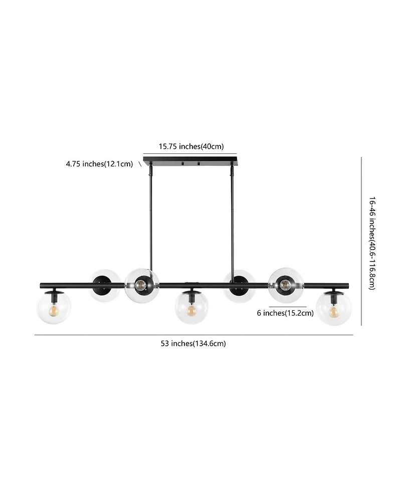 Luca Parisian 7-Light Modern Glam Iron Globe Linear Led Pendant