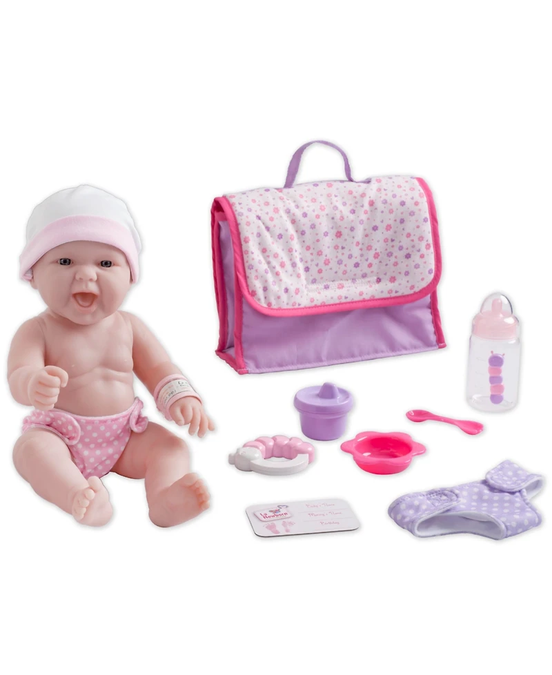 La Newborn 13" Smiling Baby Doll 10 Pcs Diaper Bag Gift Set - Diaper Bag Set