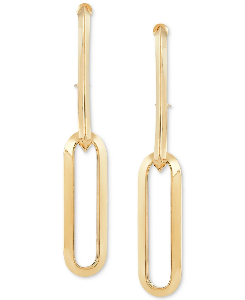 Polished Link Drop Earrings in 10k Gold