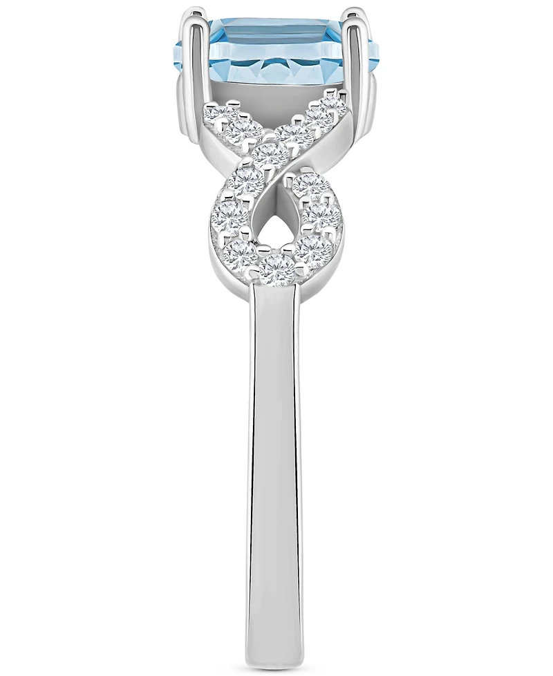 Rhodolite Garnet (1 ct. t.w.) & White Topaz (1/4 Twist Ring Sterling Silver (Also Citrine, Blue Topaz, Amethyst, Periodt)