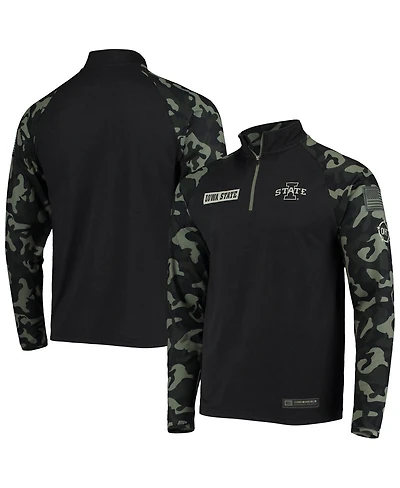 Men's Black, Camo Iowa State Cyclones Oht Military-Inspired Appreciation Take Flight Raglan Quarter-Zip Jacket