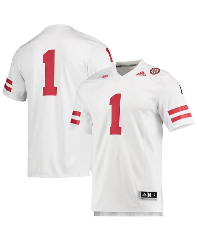Men's 1 White Nebraska Huskers Team Premier Football Jersey
