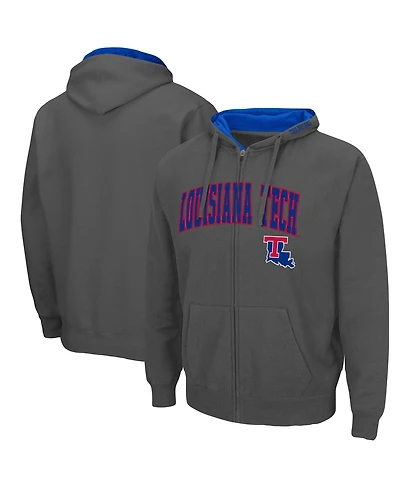 Men's Charcoal Louisiana Tech Bulldogs Arch Logo 3.0 Full-Zip Hoodie