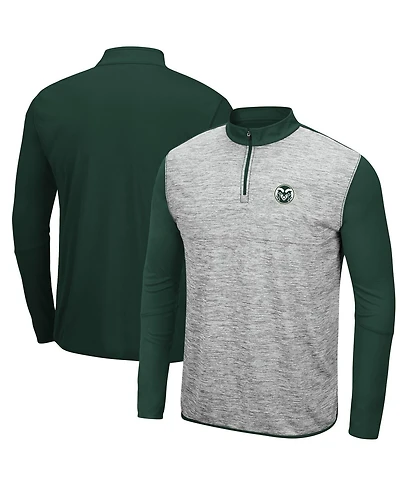 Men's Heathered Gray, Green Colorado State Rams Prospect Quarter-Zip Jacket