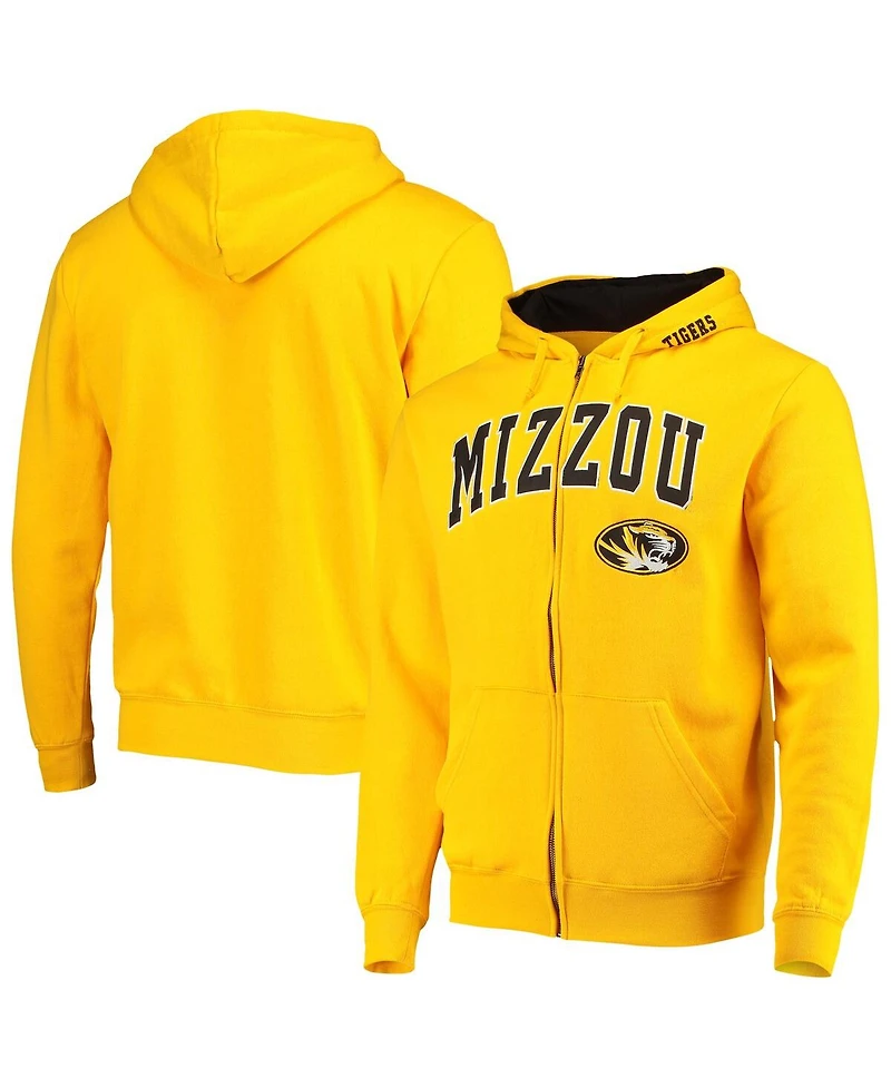 Men's Gold Missouri Tigers Arch Logo 3.0 Full-Zip Hoodie