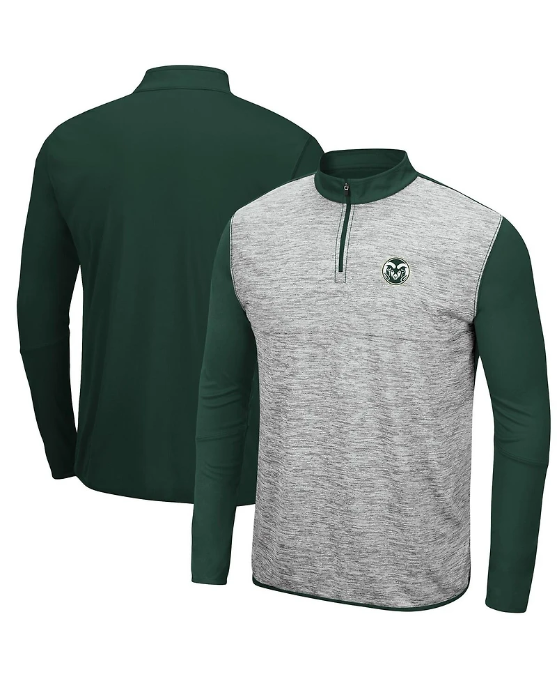 Men's Heathered Gray, Green Colorado State Rams Prospect Quarter-Zip Jacket