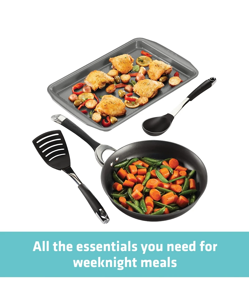 Circulon Symmetry Hard-Anodized Nonstick Weeknight Cookware Induction Pots and Pans Set, 4-Piece, Black