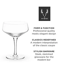 Viski Raye Angled Crystal Coupe Glasses Set of 2, 7 Oz