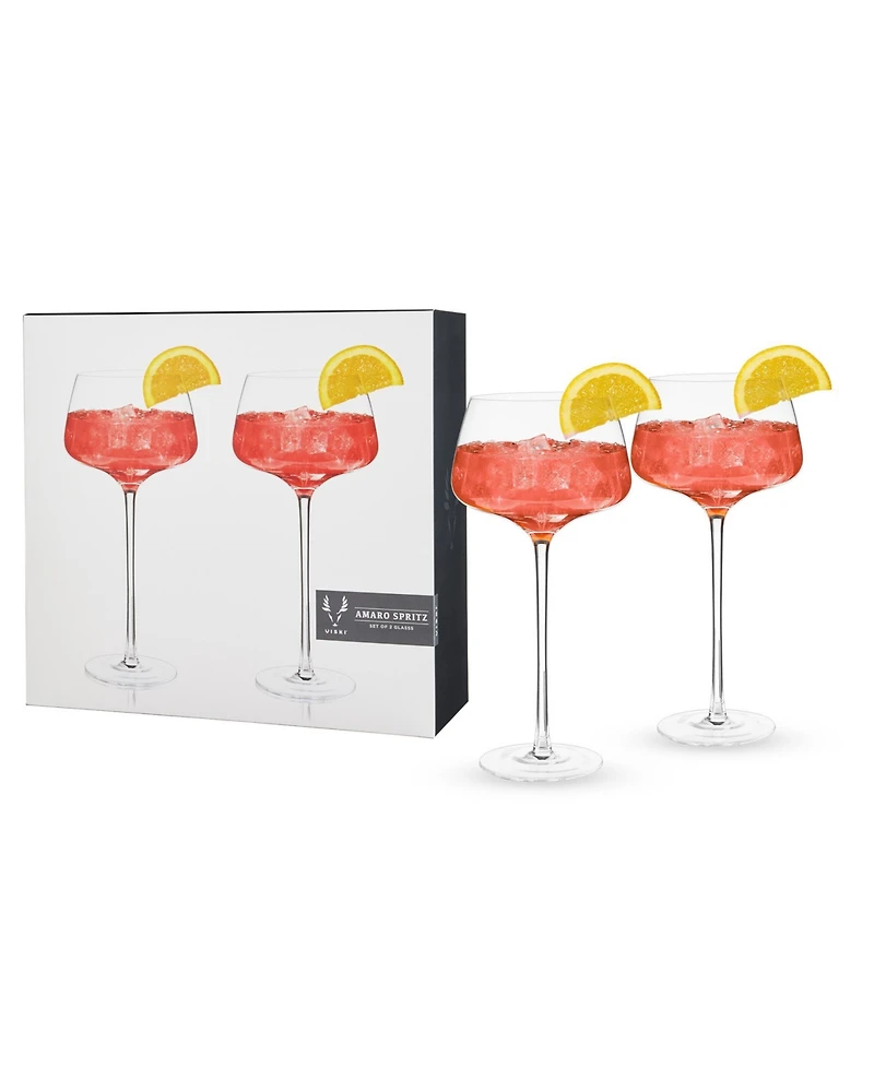 Viski Raye Angled Amaro Spritz Crystal Glasses, Set of 2, 16 Oz