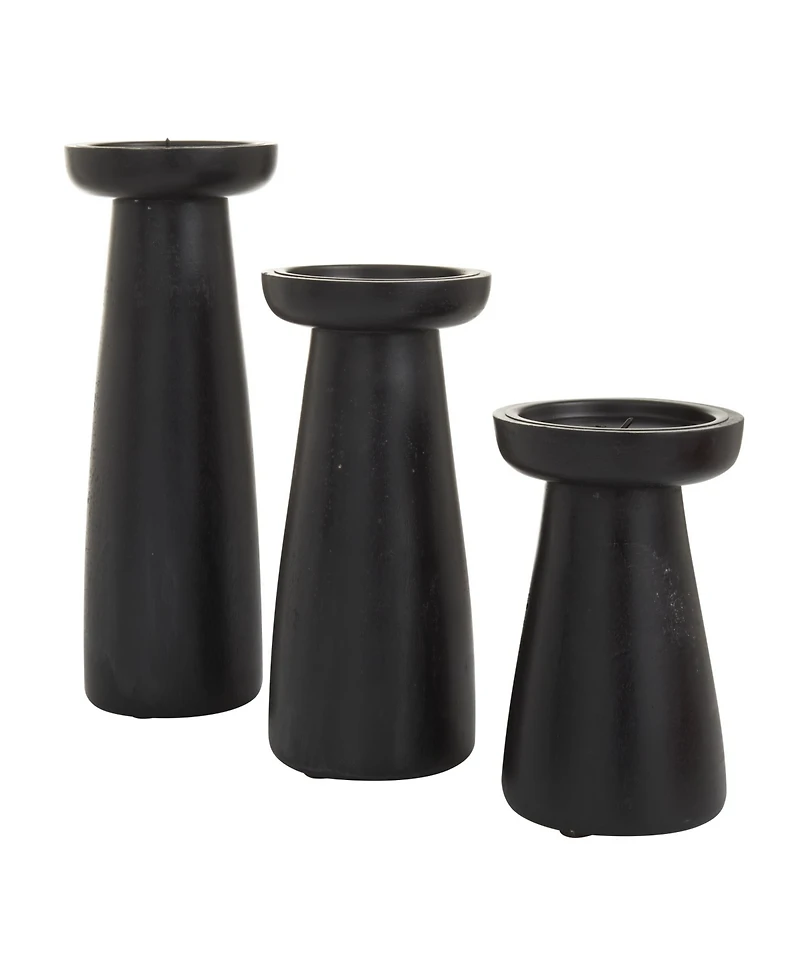 CosmoLiving by Cosmopolitan Mango Wood Modern Candle Holder, Set of 3
