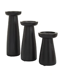 CosmoLiving by Cosmopolitan Mango Wood Modern Candle Holder, Set of 3