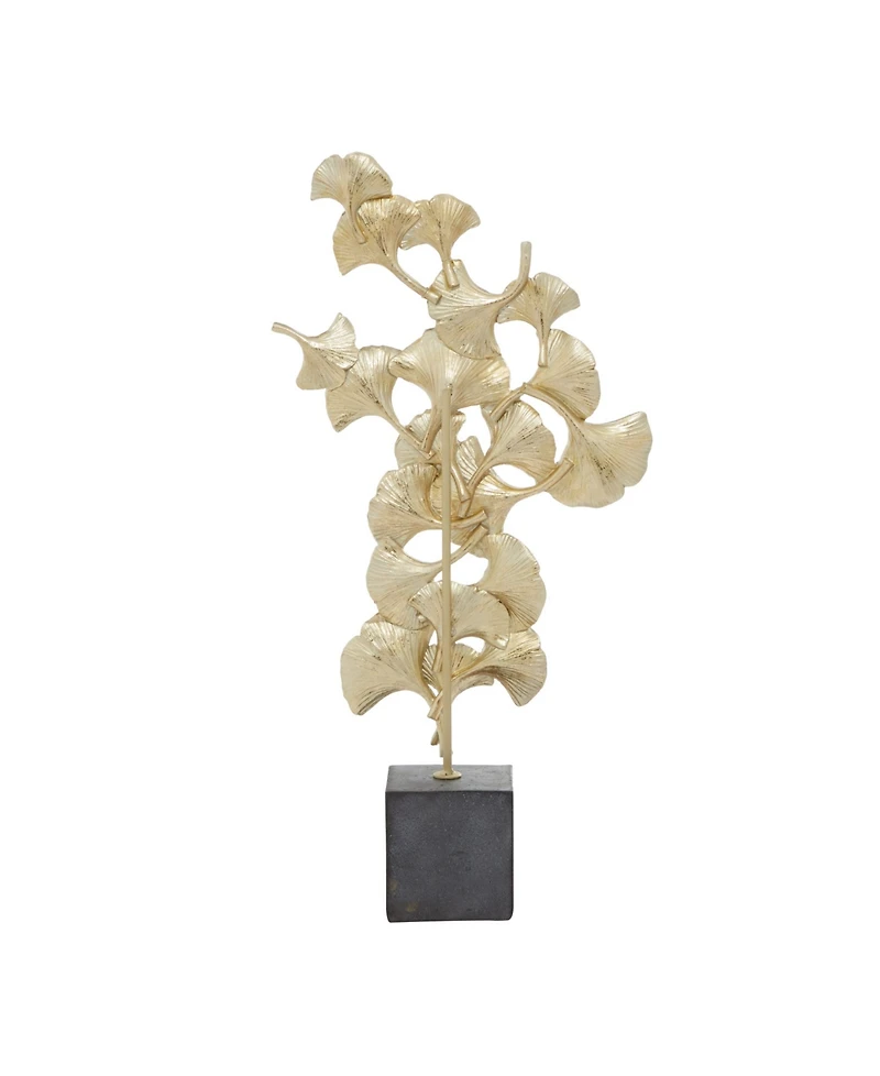 Polyresin Contemporary Gingko Leaf Sculpture, 20" x 10"
