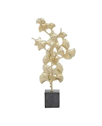 Polyresin Contemporary Gingko Leaf Sculpture, 20" x 10"