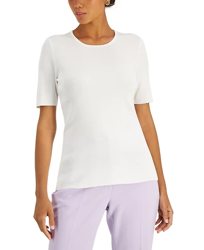 Tahari Asl Women's Fine-Rib Crewneck Sweater T-Shirt