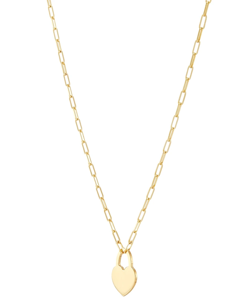 Heart Padlock Paperclip Link 18" Pendant Necklace 18k Gold-Plated Sterling Silver (Also Silver)