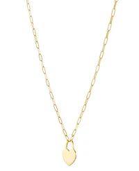 Heart Padlock Paperclip Link 18" Pendant Necklace 18k Gold-Plated Sterling Silver (Also Silver)