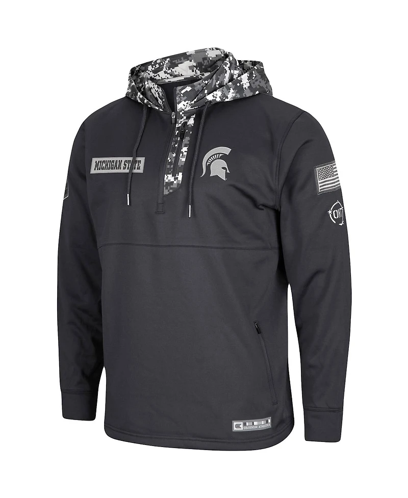 Men's Charcoal Michigan State Spartans Oht Military-Inspired Appreciation Digi Camo Quarter-Zip Hoodie
