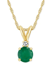 Sapphire (5/8 ct. t.w.) & Diamond Accent 18" Pendant Necklace 14k Gold (Also Emerald Ruby)