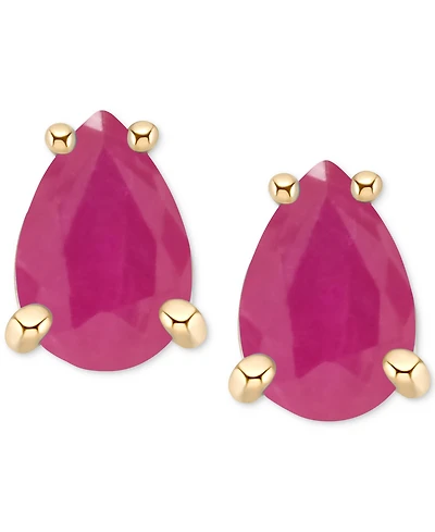 Sapphire Pear-Cut Stud Earrings (1 ct. t.w.) 14k Gold (Also Emerald & Ruby)