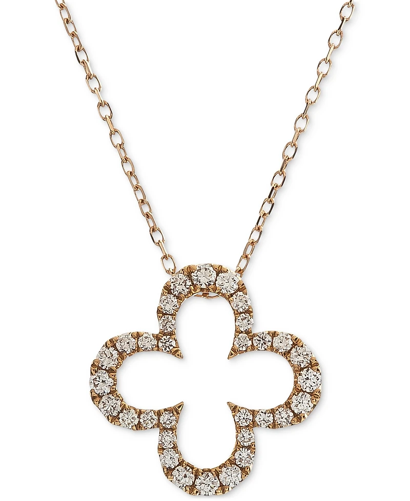 Diamond Clover 18" Pendant Necklace (1/3 ct. t.w.) in 14k Rose Gold