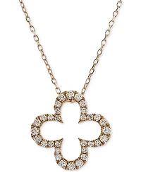 Diamond Clover 18" Pendant Necklace (1/3 ct. t.w.) in 14k Rose Gold
