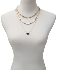 T Tahari Women's White Shell and Link Layered Necklace