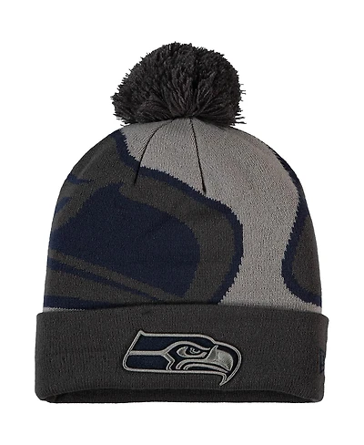 Men's Graphite Seattle Seahawks Logo Whiz Redux Cuffed Knit Hat