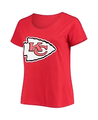 Women's Patrick Mahomes Red Kansas City Chiefs Plus Name and Number V-Neck T-shirt