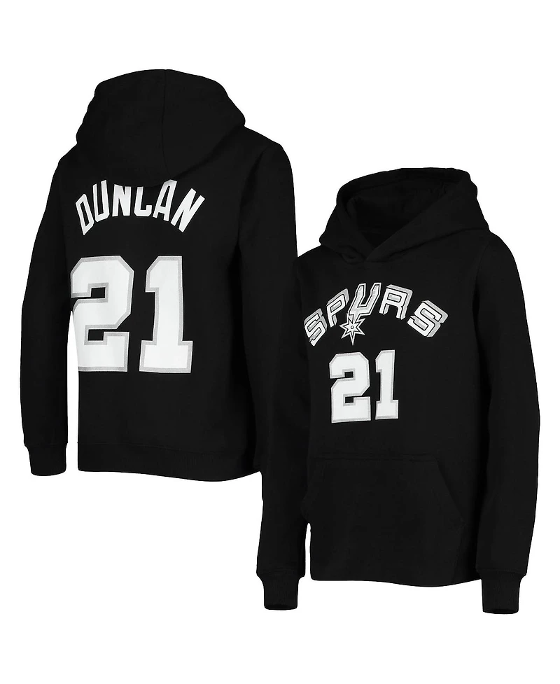 Big Boys Tim Duncan Black San Antonio Spurs Hardwood Classics Name and Number Pullover Hoodie
