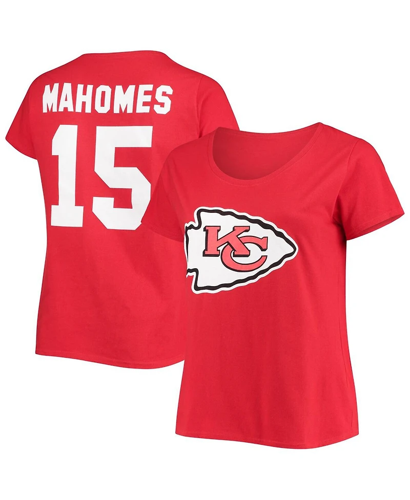 Women's Patrick Mahomes Red Kansas City Chiefs Plus Name and Number V-Neck T-shirt