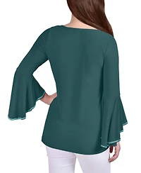 Women's Long Bell Sleeve Tunic with Stone Details Top