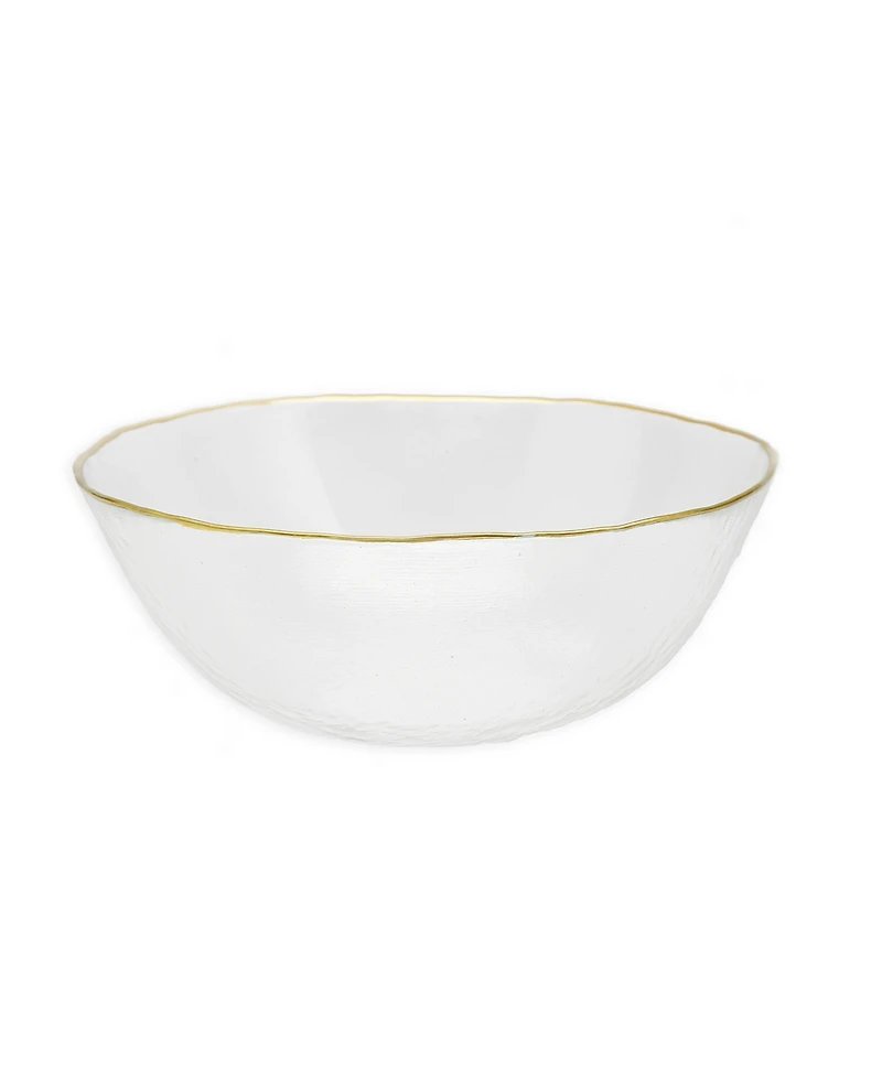 8.5" D Clear Gold - Tone Rim Salad Bowl - Gold