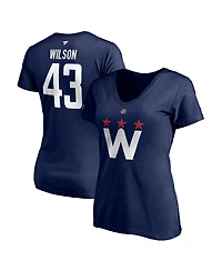 Women's Fanatics Tom Wilson Navy Washington Capitals 2020/21 Alternate Authentic Stack Name and Number V-Neck T-shirt
