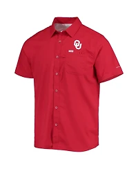 Men's Columbia Pfg Crimson Oklahoma Sooners Slack Tide Camp Button-Up Shirt