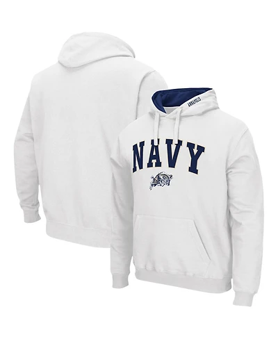 Men's Colosseum White Navy Midshipmen Arch and Logo 3.0 Pullover Hoodie