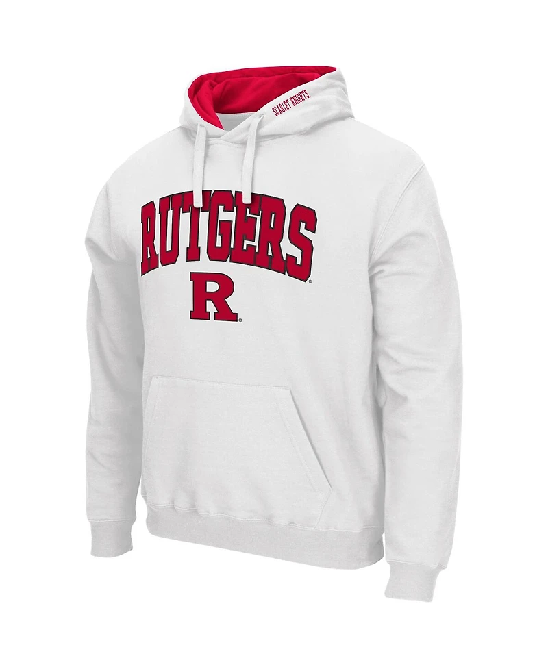 Men's Colosseum White Rutgers Scarlet Knights Arch and Logo 3.0 Pullover Hoodie