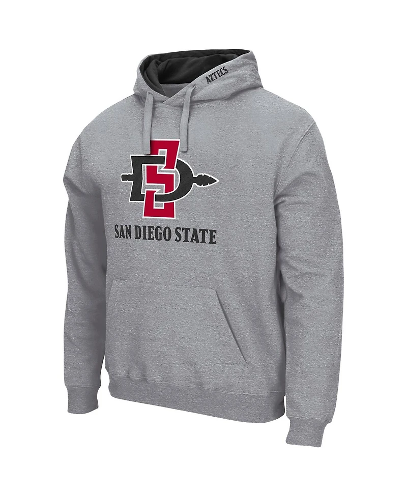 Men's Colosseum Heathered Gray San Diego State Aztecs Arch and Logo Pullover Hoodie
