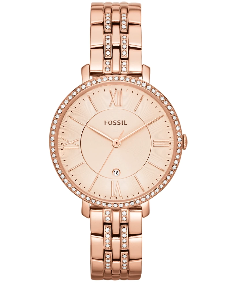 Fossil Women's Jacqueline Rose Gold-Tone Stainless Steel Bracelet Watch 36mm ES3546