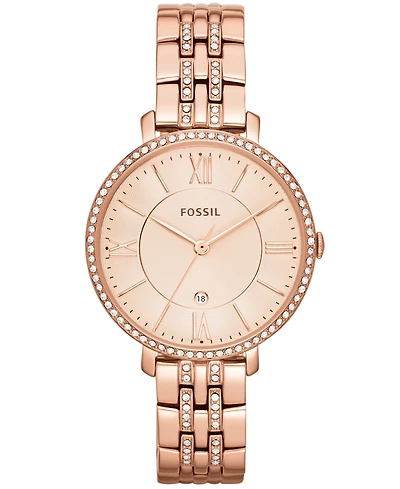 Fossil Women's Jacqueline Rose Gold-Tone Stainless Steel Bracelet Watch 36mm ES3546