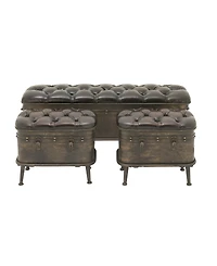 Metal Retro Storage Bench, Set of 3