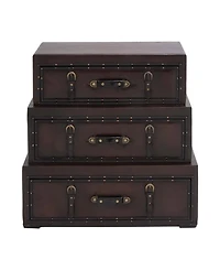 Faux Leather and Wood Traditional Chest