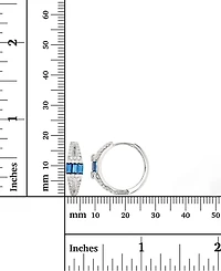 Lab-Created Blue Spinel & Cubic Zirconia Small Hoop Earrings Sterling Silver, 0.71" (Also Green Nano)