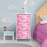 Sorbus Nightstand with 3 Drawers - Steel Frame, Wood Top & Easy Pull Fabric Bins Perfect for Home, Bedroom, Office College Dorm