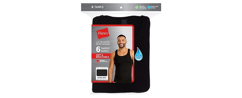Hanes Men's 6-Pk. Ultimate ComfortSoft Dyed Tanks