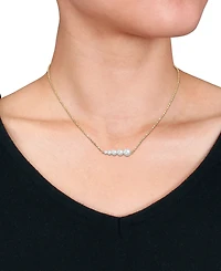 Cultured Freshwater Pearl (3 - 7-1/2mm) Graduated Bar 18" Pendant Necklace in 18k Gold-Plated Sterling Silver